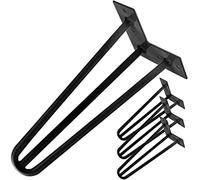 PrimeMatik - Pies para Mesa y Mueble Patas en Acero 3 Varillas 41 cm Negro 4-Pack