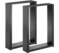 PrimeMatik - Pies rectangulares para mesita y banqueta. Patas en Acero Negro 300 x 80 x 430 mm 2-Pack, Tubos 80 x 20 mm