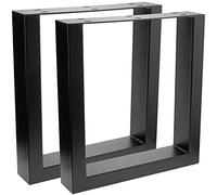 PrimeMatik - Pies rectangulares para mesita y banqueta. Patas en Acero Negro 400 x 80 x 430 mm 2-Pack, Tubos 80 x 40 mm