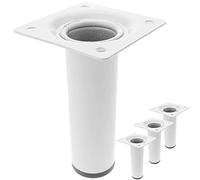 PrimeMatik - Pies Redondos para Mesa y Mueble. Patas en Acero Blancas de 10cm 4-Pack