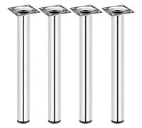 PrimeMatik - Pies Redondos para Mesa y Mueble. Patas en Acero Cromado de 40cm 4-Pack
