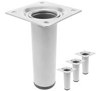 PrimeMatik - Pies Redondos para Mesa y Mueble. Patas en Acero Gris de 10cm 4-Pack