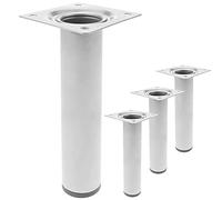 PrimeMatik - Pies Redondos para Mesa y Mueble. Patas en Acero Gris de 25cm 4-Pack