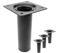 PrimeMatik - Pies Redondos para Mesa y Mueble. Patas en Acero Negras de 10cm 4-Pack