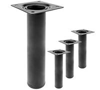 PrimeMatik - Pies Redondos para Mesa y Mueble. Patas en Acero Negras de 25cm 4-Pack