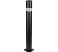 PrimeMatik - Pilona bolardo de Acero con Base clavada Negro 75x600mm