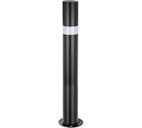 PrimeMatik - Pilona bolardo de Acero con Base clavada removible 76x600mm de Color Negro