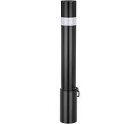 PrimeMatik - Pilona bolardo de acero con base enterrada removible 76x600mm de COLOR NEGRO