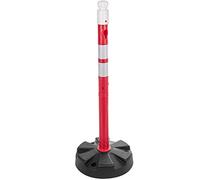 PrimeMatik - Poste Separador de Cadena para gestión de Colas 35 x 105 cm Blanco Rojo