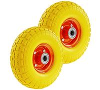 PrimeMatik - Rueda Maciza de Carretilla Anti-pinchazos Amarilla 2-Pack 120 Kg 10x3.5 254x89 mm para carros y Plataformas de Transporte