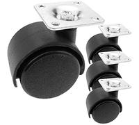 PrimeMatik - Rueda pivotante de Nailon sin Freno 40 mm 34x34 mm 4 Pack