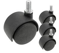 PrimeMatik - Rueda pivotante de Nailon sin Freno 40 mm M10 4 Pack
