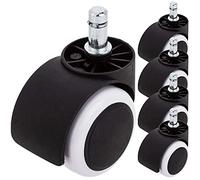 PrimeMatik - Rueda pivotante de Nailon y PVC Blanco sin Freno 50mm M10 5 Pack