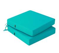 PRIMEPATIO Juego de 2 cojines de asiento para silla de exterior, 7 cm de grosor, cojines impermeables de ratán para muebles de exterior con lazos, almohadillas para sillas de comedor de patio, 45 x 45