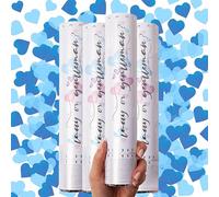 PrimePure Cañones de confeti Gender Reveal, Corazones Azul, Paquete de 4