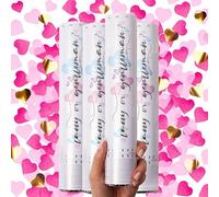PrimePure Cañónes de Confeti para Revelacion Genero Bebe - Confeti Cañon en Forma de Corazón con Mylar Dorado - Rosa, Pack 4 - Gender Reveal Confetti Cannon para Bebé Niña