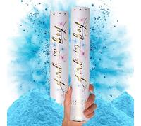 PrimePure Confeti Cañón Gender Reveal, Biodegradable Polvo Azul, Pack de 2