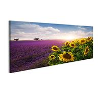 Primer cuadro sobre lienzo campos de lavanda y girasoles, cuadro de pared de Provenza, póster, lienzo NTG