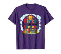 Primer día de Impresionante celebración de hitos preescolares Camiseta, Hombre, Morado, 3XL