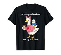 Primer Día de la Madre Luchas Divertido Mamá Bebiendo Café Camiseta