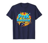 Primer día de Preescolar PreK Rockstar Fun School Start Camiseta, Hombre, Azul Marino, L