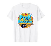 Primer día de Preescolar PreK Rockstar Fun School Start Camiseta, Hombre, Blanco, L