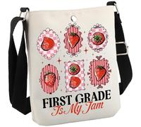 Primer día de primer grado, regalo de equipo de profesores, regalo de agradecimiento de primer grado Is My Jam Cute Strawberry Crossbody Bag, Cb UE de primer grado, 8.27 Inches ×6.5 Inches × 0.79