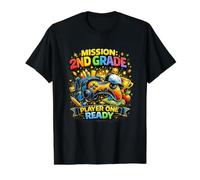 Primer día de Segundo Grado Modo Jugador 2 Broma de Jugadores desbloqueados Camiseta gráfica económica, Hombre, Negro, S