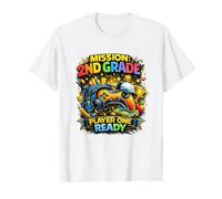 Primer día de Segundo Grado Modo Jugador 2 Broma de Jugadores desbloqueados Camiseta gráfica económica, Hombre, Blanco, XL