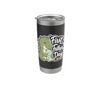 Primer día del padre, divertido papá y lindo dinosaurio bebé para nuevos papás Vaso térmico de acero inoxidable de doble pared