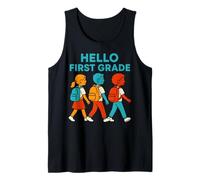 Primer día hola primer grado linda mujer profesora Camiseta sin Mangas