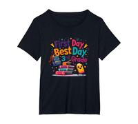 Primer día Mejor día 3er Grado Aventura de Regreso a Clases Camiseta, Mujer Tallas Grandes, Negro, 1XL Grande
