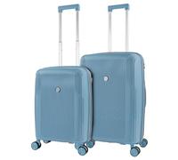PRIMER - Juego De Maletas De Viaje Rígidas Cabina Mediana Grande Ligeras con Ruedas 360º Conjunto Equipaje con Candado de Combinación Set Ideal para Viajeros Exigentes. Extensible, Azul Claro