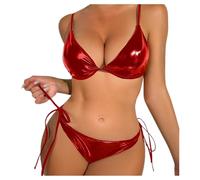 Primer,Lederkleid Damen | V-Ausschnitt Minikleid Unterwäsche Curvy Elegant Wetlook Lencería Sexy A -Linie Kunstleder Partykleid Schwarz Kurz Große Größen Reizwäsche Frauen Clubwear Gorlige