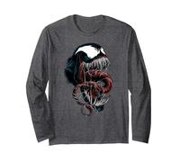 Primer Plano de Marvel Spider-Man Venom Manga Larga, Unisex para Adultos, Jaspeado Oscuro, S