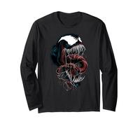 Primer Plano de Marvel Spider-Man Venom Manga Larga, Unisex para Adultos, Negro, S