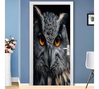 Primer Plano de Un BúHo Impermeable Papel Pintado Puerta Mural 77x200 cm áGuila Pegatina de Puerta Autoadhesiva para Dormitorio Baño Cocina y Salón Arte Decorativo de Pared
