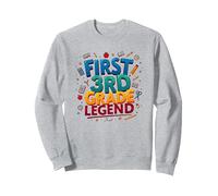 Primer Tercer Grado Leyenda héroe de la Escuela Primaria Sudadera, Unisex para Adultos, Gris Jaspeado, XXL