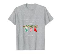 Primera Navidad como una Familia de Tres tee Camiseta, Hombre, Gris Jaspeado, 3XL