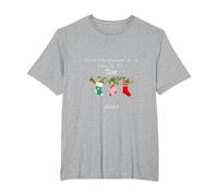 Primera Navidad como una Familia de Tres tee Camiseta, Hombre Tallas Grandes, Gris Jaspeado, 2X Alto