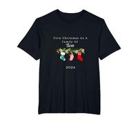 Primera Navidad como una Familia de Tres tee Camiseta, Hombre Tallas Grandes, Negro, 5X Alto