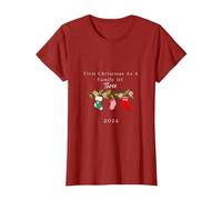 Primera Navidad como una Familia de Tres tee Camiseta, Mujer, Arándano, XL