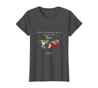 Primera Navidad como una Familia de Tres tee Camiseta, Mujer, Jaspeado Oscuro, XXL