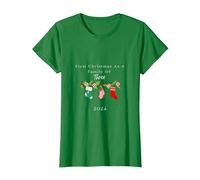 Primera Navidad como una Familia de Tres tee Camiseta, Mujer, Verde Kelly, S