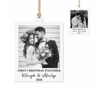 Primera Navidad Juntos - Adorno de Navidad plano 2D con nombre 2026, decoración colgante romántica personalizada con foto para recién casados, adorno de boda personalizado para parejas casadas