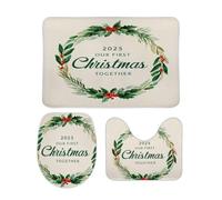 Primera Navidad Juntos Alfombra Baño De 3 Piezas Lavable Alfombrilla Baño Antideslizante Alfombrilla De Contorno para Ducha Bañera Inodoro