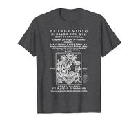 Primera Portada Don Quijote La Mancha Miguel de Cervantes Camiseta, Hombre, Jaspeado Oscuro, 3XL