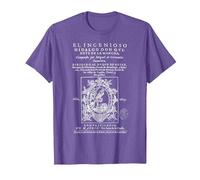 Primera Portada Don Quijote La Mancha Miguel de Cervantes Camiseta, Hombre, Morado Jaspeado, XXL