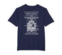 Primera Portada Don Quijote La Mancha Miguel de Cervantes Camiseta, Hombre Tallas Grandes, Azul Marino, 3X Alto