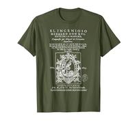 Primera Portada Don Quijote La Mancha Miguel de Cervantes Camiseta, Hombre, Verde Oliva, XXL
